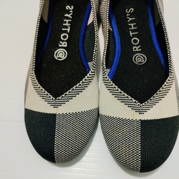 Rothy’s Flat Cap Toe Loafers 8 Black/White - Picture 2 of 7